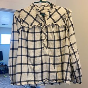 J crew ruffle popover top in flannel